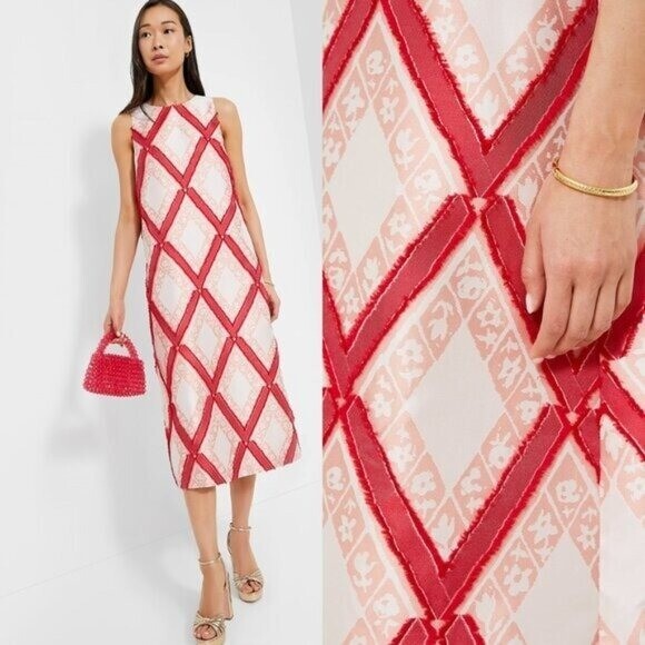 Tuckernuck NEW Vermillion Trellis Fil Coupe Francine Formal Midi Dress Size XXS